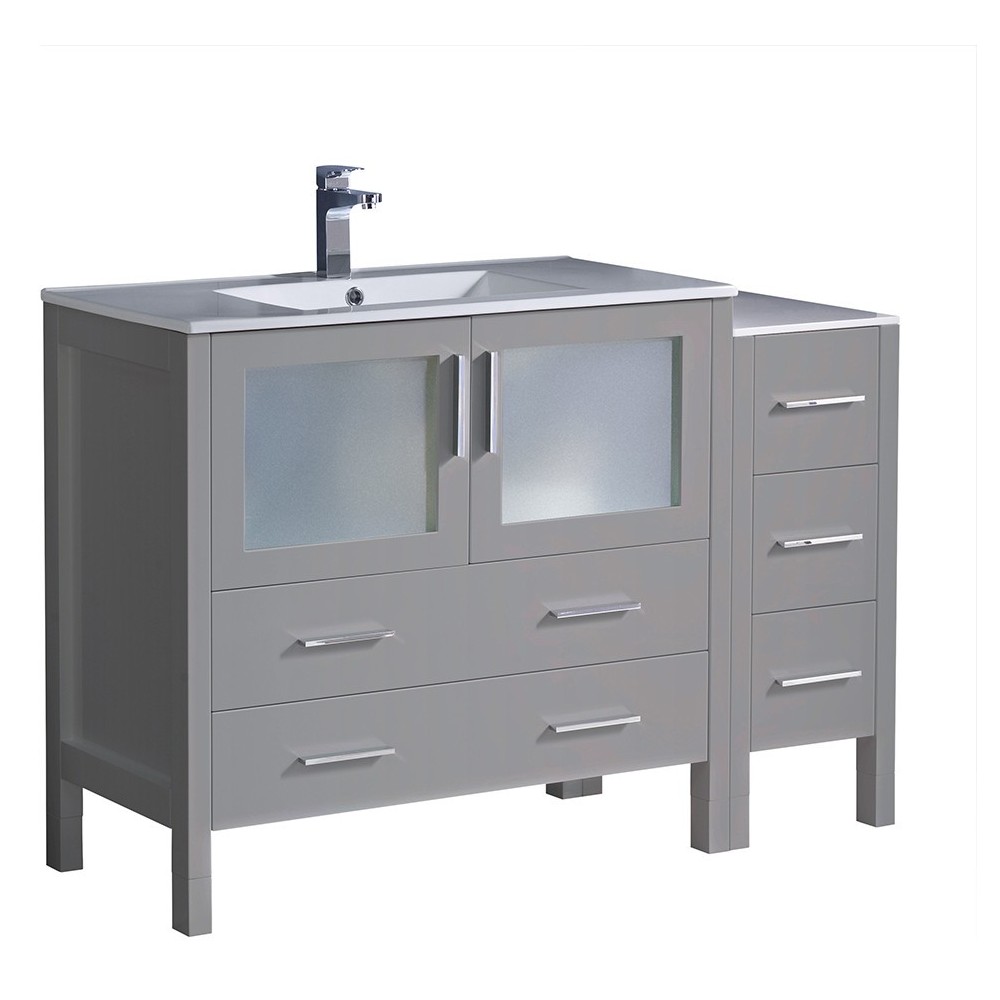 Torino 48" Gray Modern Bathroom Cabinets w/ Integrated Sink, FCB62-3612GR-I