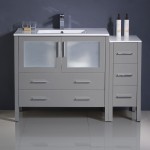 Torino 48" Gray Modern Bathroom Cabinets w/ Integrated Sink, FCB62-3612GR-I