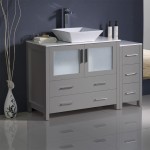 Torino 48 Gray Modern Bathroom Cabinets w/ Top & Vessel Sink, FCB62-3612GR-CWH-V