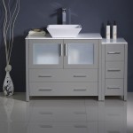 Torino 48 Gray Modern Bathroom Cabinets w/ Top & Vessel Sink, FCB62-3612GR-CWH-V