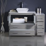 Torino 48 Gray Modern Bathroom Cabinets w/ Top & Vessel Sink, FCB62-3612GR-CWH-V