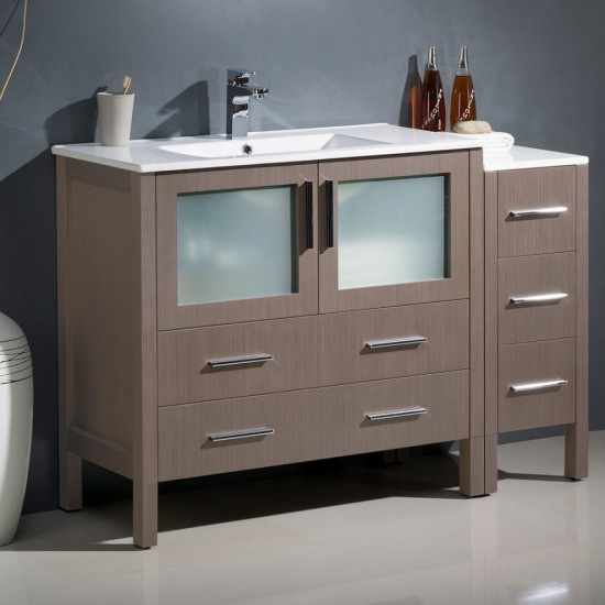 Fresca Torino 48" Gray Oak Modern Bathroom Cabinet w/ Integrated Sink