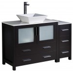 48 Espresso Modern Bathroom Cabinets w/ Top & Vessel Sink, FCB62-3612ES-CWH-V