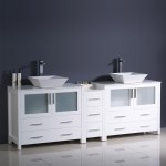 84 White DBL Sink Bathroom Cabinets w/ Tops & Vessel Sinks, FCB62-361236WH-CWH-V