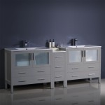 84 Gray Double Sink Bathroom Cabinets w/ Integrated Sinks, FCB62-361236GR-I