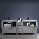 84 Gray Double Sink Bathroom Cabinets w/ Integrated Sinks, FCB62-361236GR-I