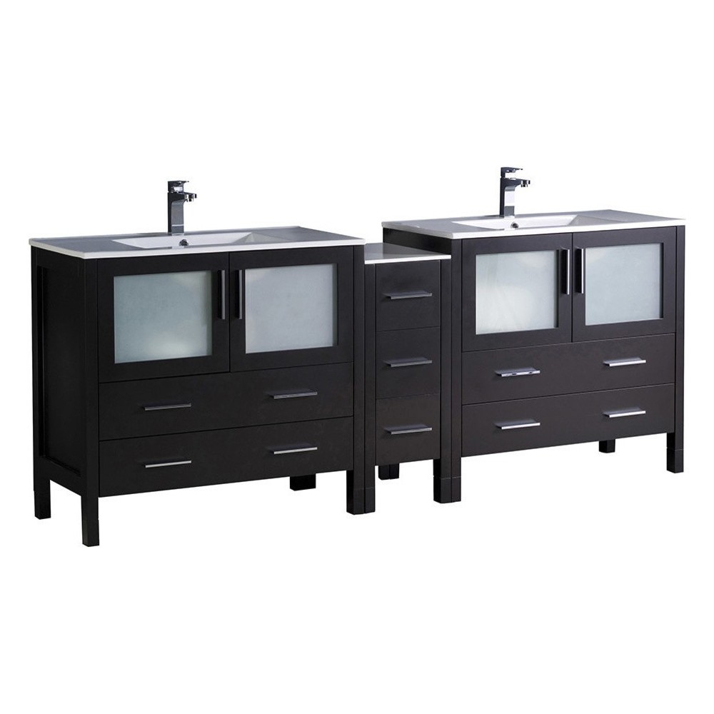 84 Espresso Double Sink Bathroom Cabinets w/ Integrated Sinks, FCB62-361236ES-I 84 Espresso Double Sink Bathroom Cabinets w/ Integrated Sinks, FCB62-361236ES-I
