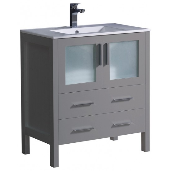 Fresca Torino 30" Gray Modern Bathroom Cabinet w/ Integrated Sink