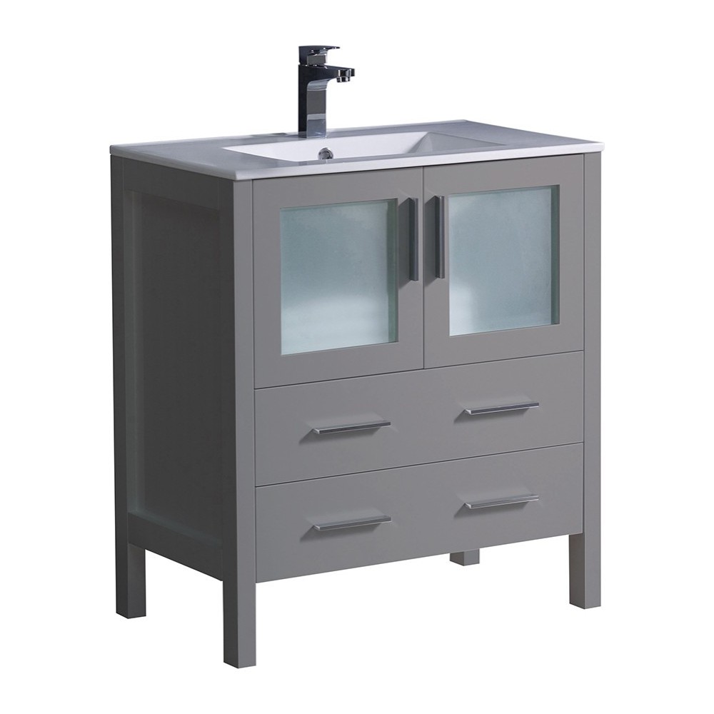 Fresca Torino 30" Gray Modern Bathroom Cabinet w/ Integrated Sink Fresca Torino 30" Gray Modern Bathroom Cabinet w/ Integrated Sink