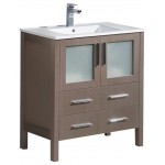 Fresca Torino 30" Gray Oak Modern Bathroom Cabinet w/ Integrated Sink