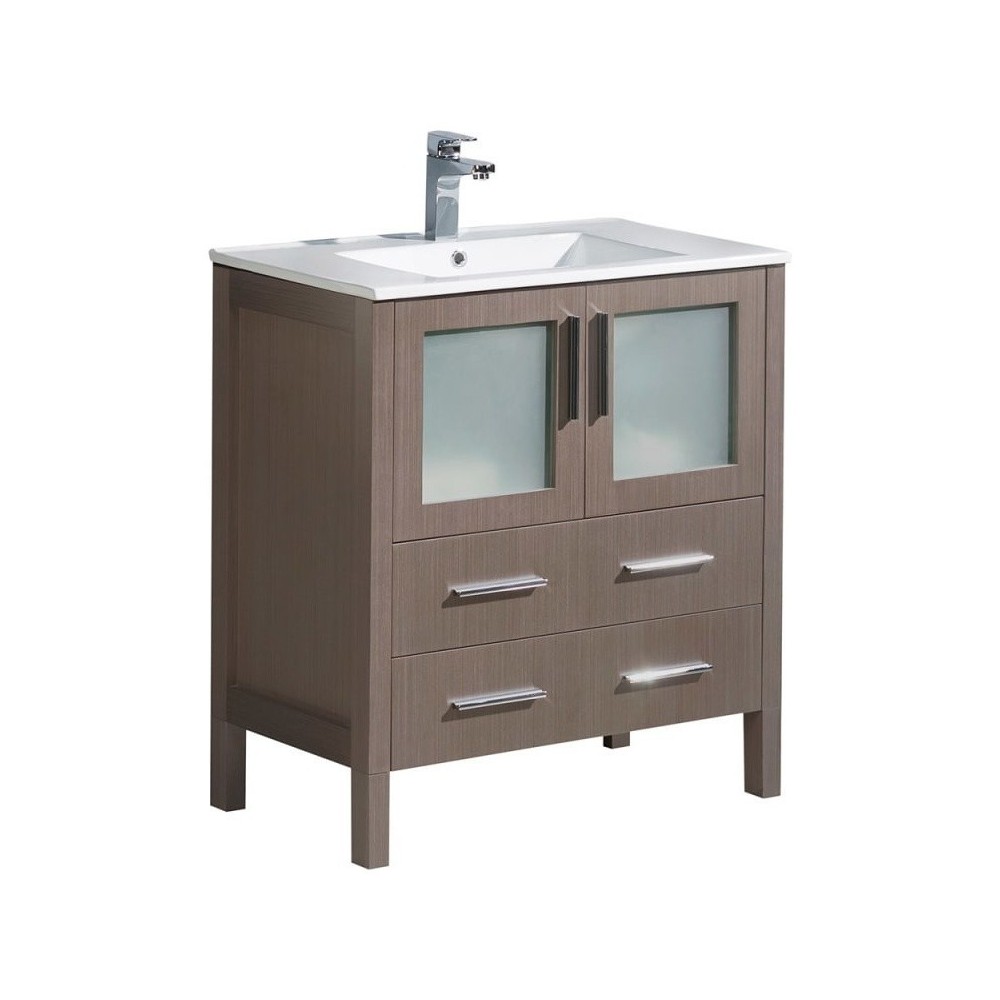 Fresca Torino 30" Gray Oak Modern Bathroom Cabinet w/ Integrated Sink