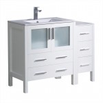 Fresca Torino 42" White Modern Bathroom Cabinets w/ Tops & Integrated Sink