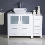 Fresca Torino 42" White Modern Bathroom Cabinets w/ Top & Vessel Sink