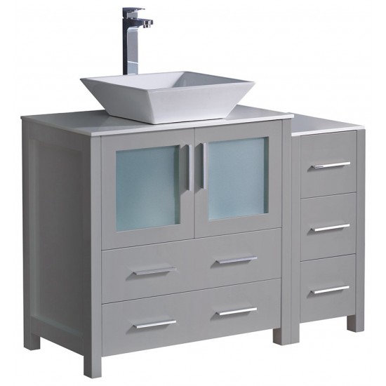 Fresca Torino 42" Gray Modern Bathroom Cabinets w/ Top & Vessel Sink