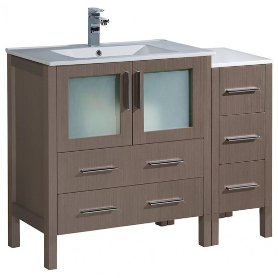 Fresca Torino 42" Gray Oak Modern Bathroom Cabinets w/ Integrated Sink