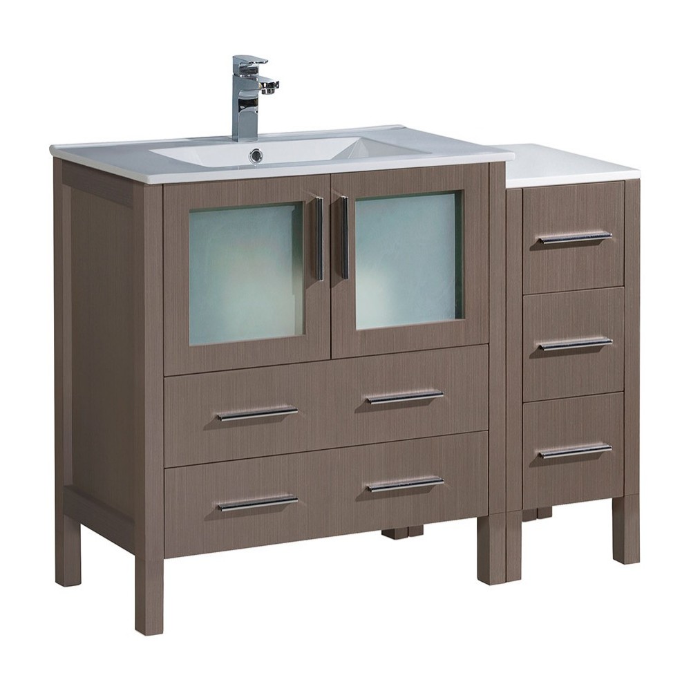 Fresca Torino 42" Gray Oak Modern Bathroom Cabinets w/ Integrated Sink