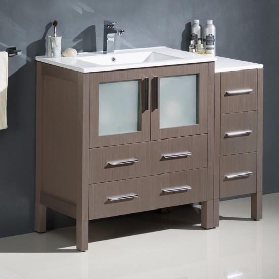 Fresca Torino 42" Gray Oak Modern Bathroom Cabinets w/ Integrated Sink