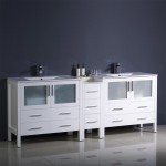 Fresca Torino 72" White Modern Double Sink Bathroom Cabinets w/ Integrated Sinks