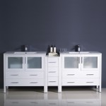 Fresca Torino 72" White Modern Double Sink Bathroom Cabinets w/ Integrated Sinks