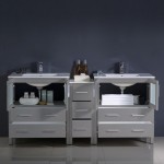 Fresca Torino 72" Gray Modern Double Sink Bathroom Cabinets w/ Integrated Sinks