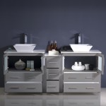 Torino 72" Gray Modern Double Sink Bathroom Cabinets w/ Tops & Vessel Sinks