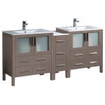 Torino 72" Gray Oak Modern Double Sink Bathroom Cabinets w/ Integrated Sinks