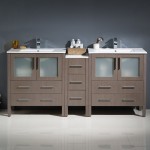 Torino 72" Gray Oak Modern Double Sink Bathroom Cabinets w/ Integrated Sinks