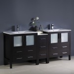 Torino 72" Espresso Modern Double Sink Bathroom Cabinets w/ Integrated Sinks