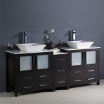 Torino 72" Espresso Modern Double Sink Bathroom Cabinets w/ Tops & Vessel Sinks