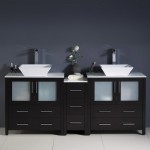 Torino 72" Espresso Modern Double Sink Bathroom Cabinets w/ Tops & Vessel Sinks