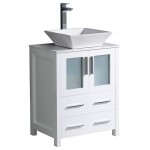 Fresca Torino 24" White Modern Bathroom Cabinet w/ Top & Vessel Sink