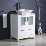 Fresca Torino 24" White Modern Bathroom Cabinet w/ Top & Vessel Sink