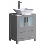 Fresca Torino 24" Gray Modern Bathroom Cabinet w/ Top & Vessel Sink