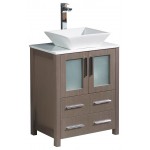 Fresca Torino 24" Gray Oak Modern Bathroom Cabinet w/ Top & Vessel Sink