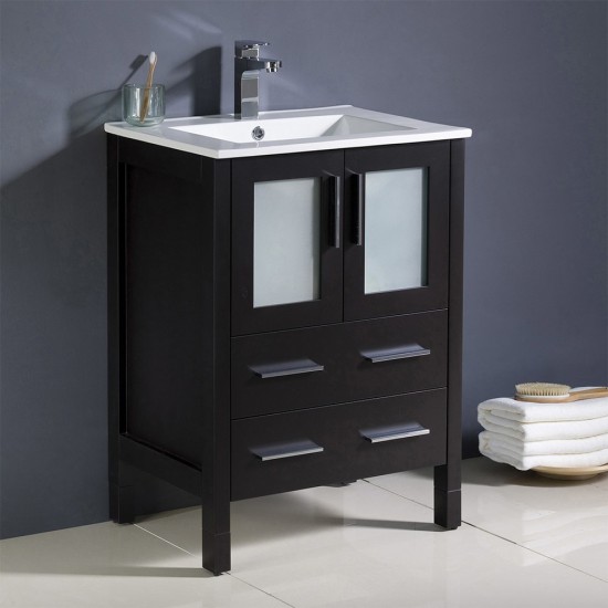 Fresca Torino 24" Espresso Modern Bathroom Cabinet w/ Integrated Sink