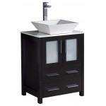 Fresca Torino 24" Espresso Modern Bathroom Cabinet w/ Top & Vessel Sink