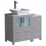 Fresca Torino 36" Gray Modern Bathroom Cabinets w/ Top & Vessel Sink