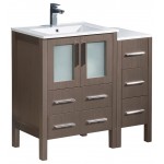 Fresca Torino 36" Gray Oak Modern Bathroom Cabinets w/ Integrated Sinks