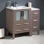 Fresca Torino 36" Gray Oak Modern Bathroom Cabinets w/ Integrated Sinks