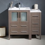 Fresca Torino 36" Gray Oak Modern Bathroom Cabinets w/ Integrated Sinks