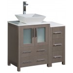 Fresca Torino 36" Gray Oak Modern Bathroom Cabinets w/ Top & Vessel Sink