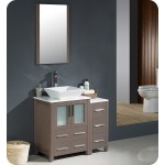 Fresca Torino 36" Gray Oak Modern Bathroom Cabinets w/ Top & Vessel Sink