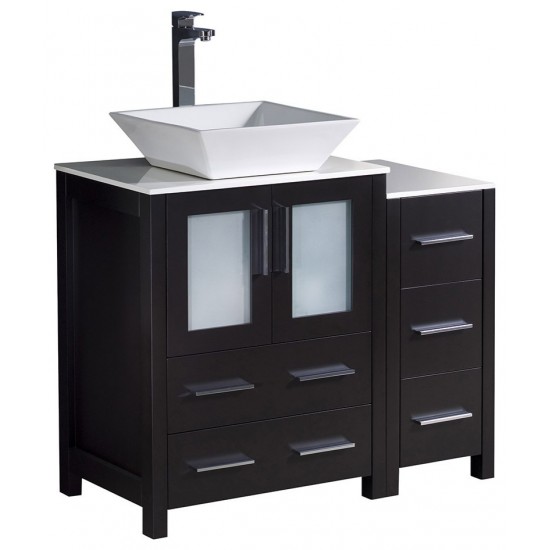 Fresca Torino 36" Espresso Modern Bathroom Cabinets w/ Top & Vessel Sink