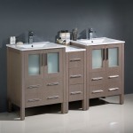 Torino 60" Gray Oak Modern Double Sink Bathroom Cabinets w/ Integrated Sinks