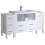 Fresca Torino 60" White Modern Bathroom Cabinets w/ Integrated Sink