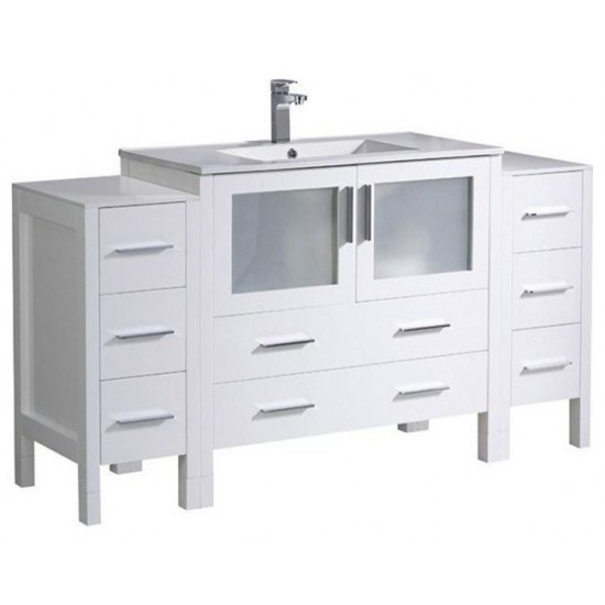 Fresca Torino 60" White Modern Bathroom Cabinets w/ Integrated Sink