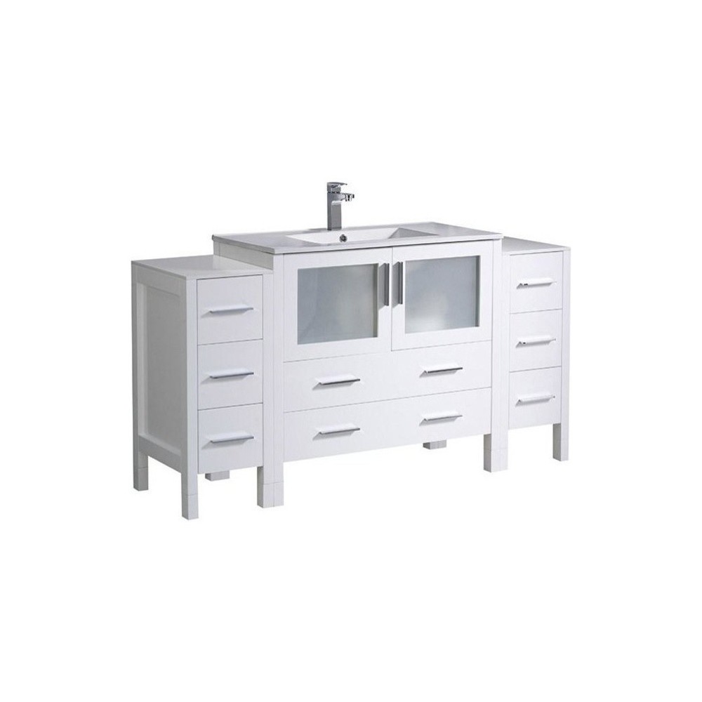 Fresca Torino 60" White Modern Bathroom Cabinets w/ Integrated Sink