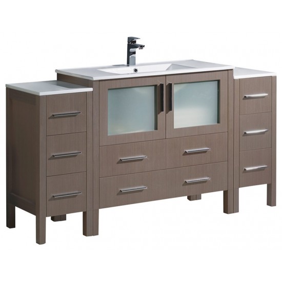 Fresca Torino 60" Gray Oak Modern Bathroom Cabinets w/ Integrated Sink