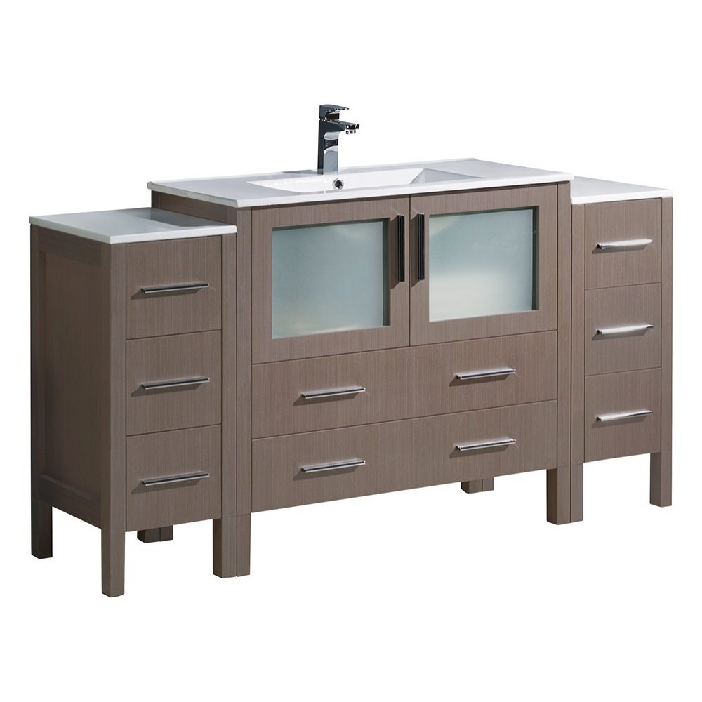 Fresca Torino 60" Gray Oak Modern Bathroom Cabinets w/ Integrated Sink Fresca Torino 60" Gray Oak Modern Bathroom Cabinets w/ Integrated Sink