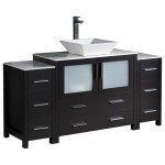 Fresca Torino 60" Espresso Modern Bathroom Cabinets w/ Top & Vessel Sink